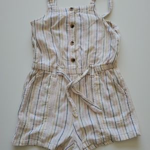 Old Navy Girls Sleeveless Striped Linen Blend Romper Size 8